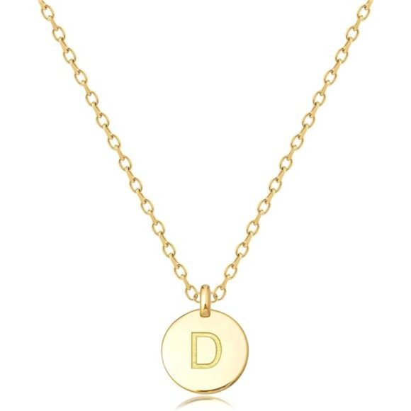 Initial Necklaces for Women Disc Pendant D - Picture 1 of 7